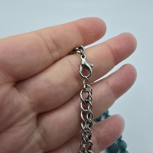 Vtg Multi-Strand Necklace‎ with Blue Faceted Beads and Gold-Tone Chains Jewelry - Picture 3 of 8